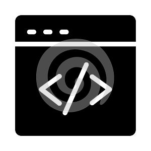 Coding glyph flat vector icon