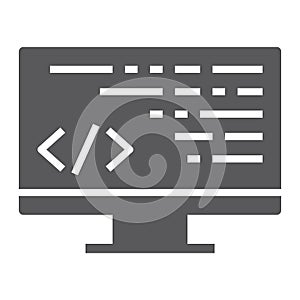 Coding glyph icon, programming and development, computer sign, vector graphics, a solid pattern on a white background.