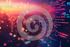 Coding HTML on a blurred background, symbolizing the web development process and programming in a modern digital world