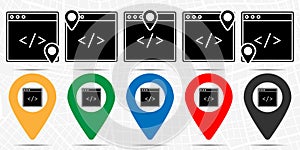 Coding, html icon in location set. Simple glyph, flat illustration element of web design development theme icons