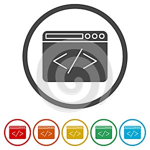 Coding icon, 6 Colors Included