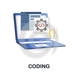 Coding icon. 3d illustration from web development collection. Creative Coding 3d icon for web design, templates