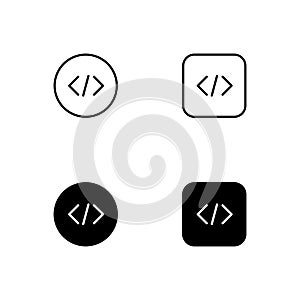 Coding icon set. Code Programming icon. 4 icons