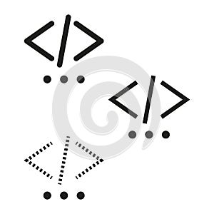 Coding icon set. Programming symbols vector. Developer code illustration. Abstract tech design.