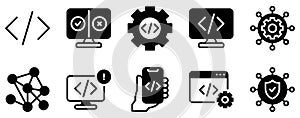 Coding Icon Set Technical Solid Style Collection for Programming and Development