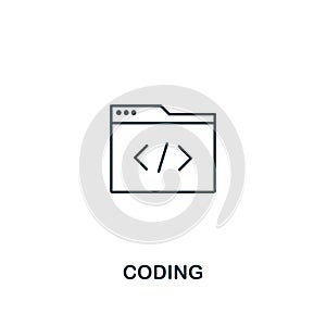 Coding icon. Thin outline style design from design ui and ux icons collection. Creative Coding icon for web design, apps