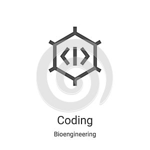 coding icon vector from bioengineering collection. Thin line coding outline icon vector illustration. Linear symbol for use on web