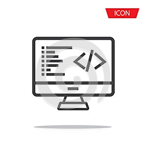 Coding icon vector, coding in computer isolated