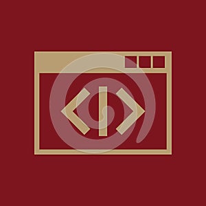 The coding icon. WWW and browser, development, seo, coding symbol. UI. Web. Logo. Sign. Flat design. App.