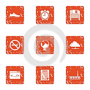 Coding icons set, grunge style