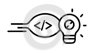 Coding Idea Lightbulb Icon Vector for Programming and Development, vector design Generative AI