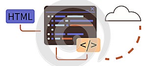 Coding Interface with HTML Tag and Cloud Integration for Web Development