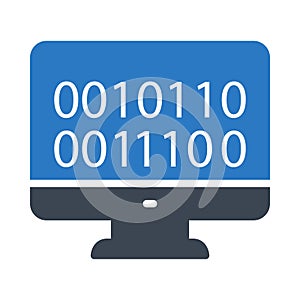 Coding lcd glyph color flat vector icon
