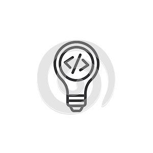 Coding light bulb outline icon