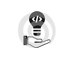 Coding Light Bulb Shining - Energy And Idea Symbol - Creative Concept Bright Future