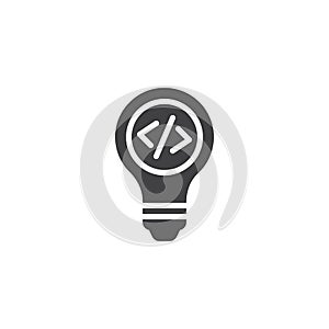Coding light bulb vector icon
