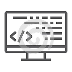 Coding line icon, programming and development, computer sign, vector graphics, a linear pattern on a white background.