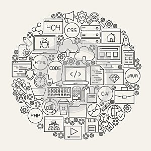 Coding Line Icons Circle