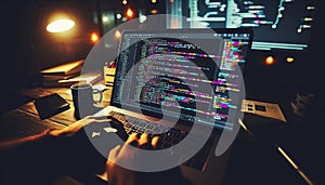 Coding at Night with Colorful Programming Text