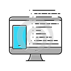 coding phone application on computer color icon vector illustration