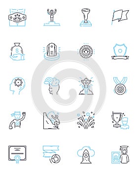 Coding process linear icons set. Algorithm, Debugging, Syntax, Programming, Variables, Functions, Development line