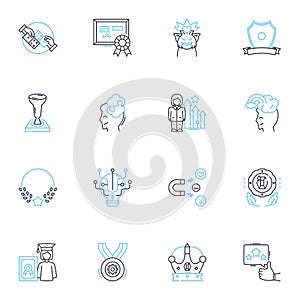 Coding process linear icons set. Algorithm, Debugging, Syntax, Programming, Variables, Functions, Development line