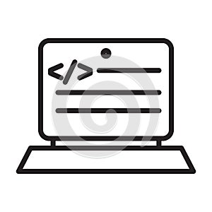 coding program icon Black line art vector