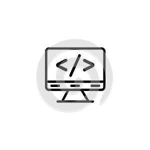 coding program icon outline collection in black