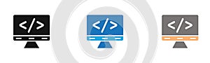 coding program icon Line Art Logo set
