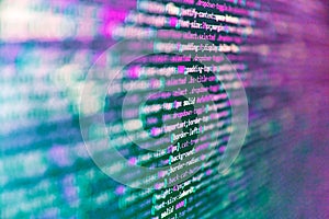 Coding programmer abstract background. Code of javascript language on white background. Tensorflow AI concept. Computer script