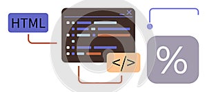 Coding and Programming Elements Representing Web Development and Analytics