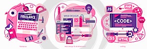 Coding, Programming, Scripting and Development Concept Banners