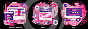 Coding, Programming, Scripting and Development Concept Banners