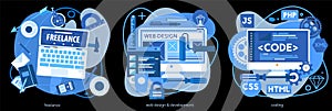Coding, Programming, Scripting and Development Concept Banners
