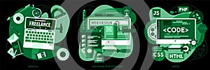 Coding, Programming, Scripting and Development Concept Banners