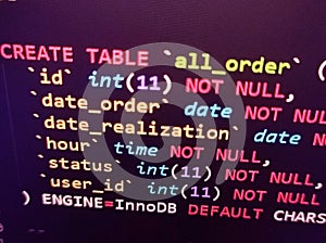 Coding programming source code screen. Abstract technology background. Cyber attack or security concept. Hacker monitor program.