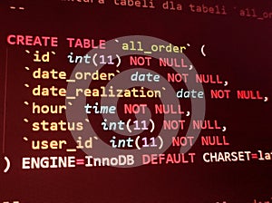 Coding programming source code screen. Abstract technology background. Cyber attack or security concept. Hacker monitor program.