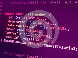 Coding programming source code screen. Abstract technology background. Cyber attack or security concept. Hacker monitor program.