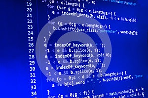 Codifica programmazione fonte codice schermo. colorato astratto dati Schermo. sviluppatore ragnatela 