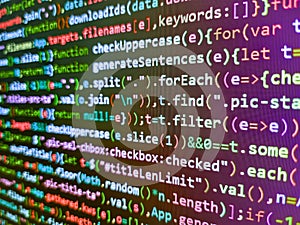 Coding programming source code screen. Hacker breaching net security. Computing, cyberspace , future and innovation concept.