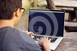 Coding and programming for web development and web design concept using laptop / computer