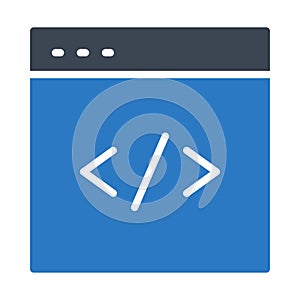 Coding reception vector glyph color icon