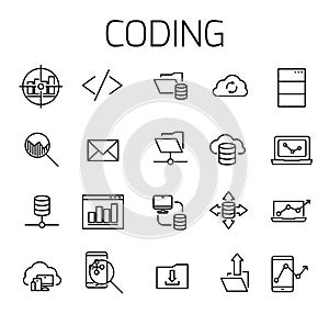 Coding related vector icon set.