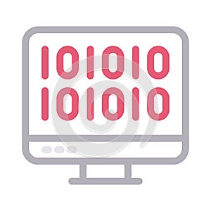 Coding screen vector color line icon