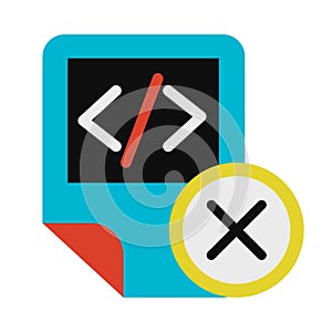 Coding script file delete symbol glyph vector icon