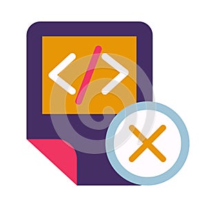 Coding script file delete symbol glyph vector icon