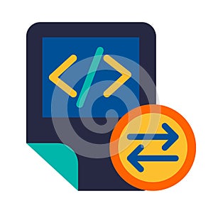 Coding script files exchanging symbol glyph vector icon