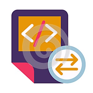 Coding script files exchanging symbol glyph vector icon