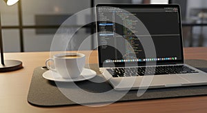 Coding session with coffee