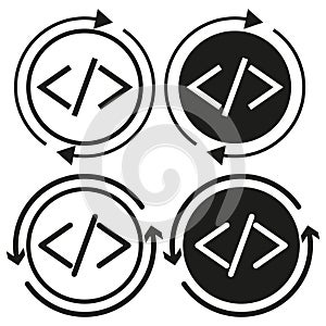 Coding symbol icon. Programming arrows. Vector coding concept. Circular design element.